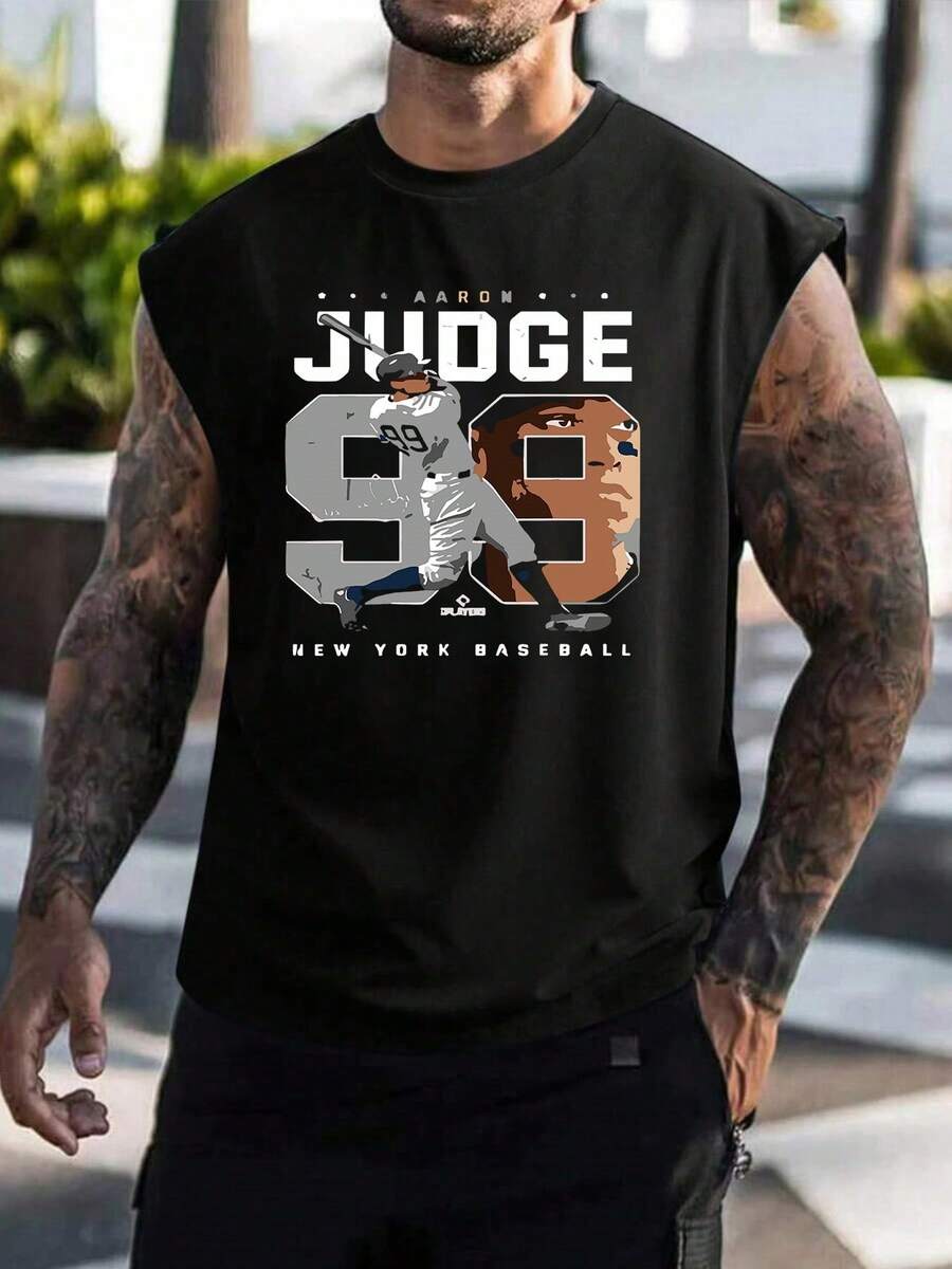99 Baseball Tank Tops New York Yankees Graphic 100% Cotton 220g - Black - View 1