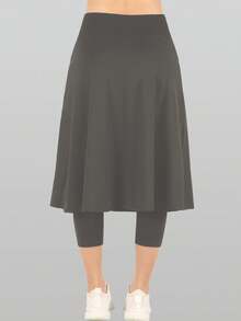 RUNONWHEELS 5 女士高腰及膝网球裙短裤，带口袋，夏季款 - 深灰色 - 查看 6