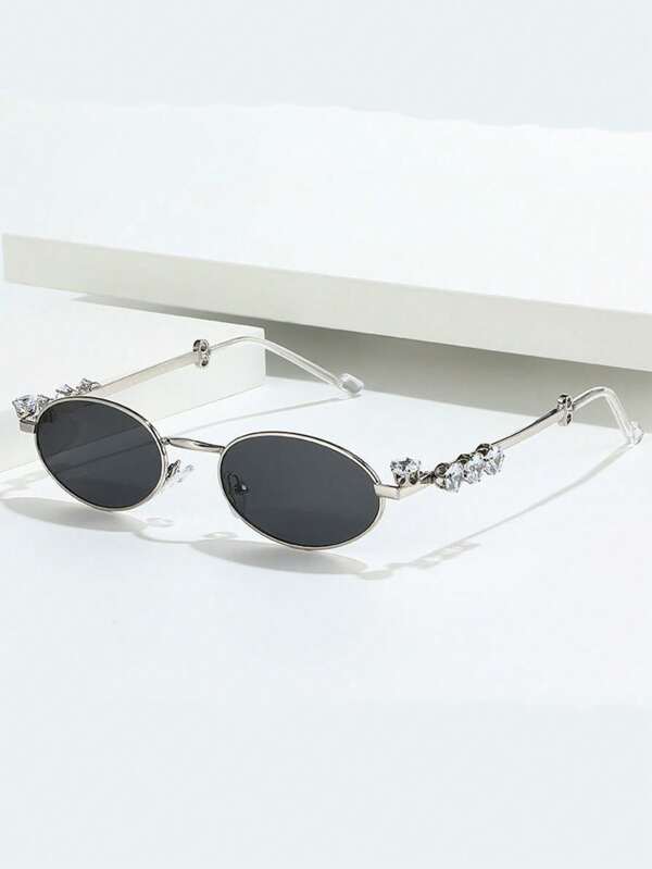 1 Stück ovale Brille mit Strass, modisch luxuriöses Aussehen, geeignet als Geschenk