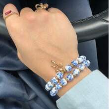 1 Pc Beads Bow Charm Bracelet For Women Flower Vintage Bracelet Handmade Stretch Gold Beaded Dainty Romantic Jewelry Gift