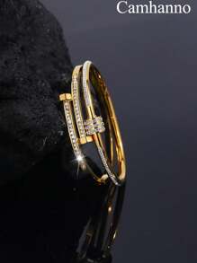 Camhanno 2pcs Fashionable And High-End Stainless Steel Double Headed Hammer Bracelet Sets (Male And Female Gifts) Are Perfect Gifts For Friends/Valentine's Day, Christmas Gifts