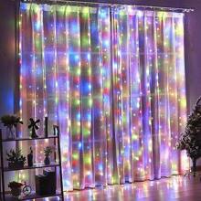 1pc Remote Control Window Curtain Fairy Lights String, 8 Modes, USB Powered, Suitable For Indoor Bedroom Window, Christmas, Ramadan, Wedding, Birthday Party Decor