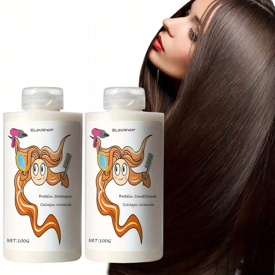 Conjunto de 2 piezas de cuidado del cabello con proteínas - Contiene champú y acondicionador para dejar el cabello brillante