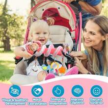 Juguetes para asiento de carro Juguete espiral para asiento de carro para niñas mayores de 6 meses Juguetes para cochecito Juguete de peluche colgante en espiral con elefante para cochecito, carro, viajes y actividades (Delicado), Juguetes para asiento de carro