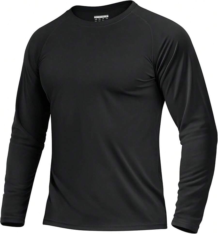 Boladeci Men's UPF 50 Sun Protection UV SPF Shirts Long Sleeve Lightweight Quick Dry Swim T-Shirts Rash Guard - Black - View 1