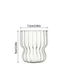 1 tazza in vetro con strisce e pizzo, 260ml - tazza per caffè freddo, tazza per latte a colazione, tazza per avena a colazione, tazza per caffè