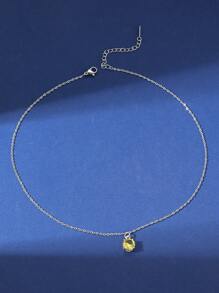 1 Pieza Colgante De Acero Inoxidable Con Forma De Gota De Agua Simple Y Elegante Para Mujer, Collar De Clavícula De Uso Diario Que Combina Con Todo