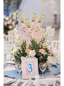 White Flowers Artificial Delphinium 9PCS With Clematis Greenery For Wedding & Home Decor