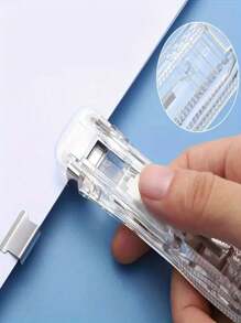 Clear Acrylic Stapler Set, Includes 50 Silver Refill Clips, Comes With A Storage Box, Office Binding Tool, Back To School Supplies, Back To School Gifts
