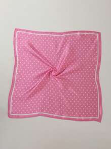 1 pièce Foulard carré petit à pois pour femmes, foulard de mode pour navette, cravate de style français rétro en faux soie