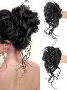 Synthetic Claw Chignon Women Messy Curly Fluffy Hair Bun Clip In Ponytail Hair Extensions Natural False Hairpieces