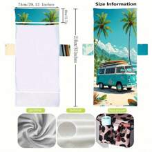 1 pieza Funda de silla de playa de secado rápido de alta calidad, diseño de furgoneta, extra grande y ultraligera, plegable y compacta con bolsillo lateral conveniente, ideal para viajes y tomar el sol, gran regalo para festivales y esenciales de playa