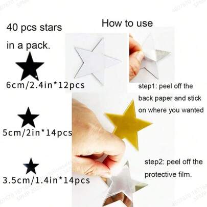 40 piezas de pegatinas de pared con espejo de estrella de acrílico con adhesivo, calcomanías de arte de pared para el hogar, decoración de dormitorio para bebés y niños, decoración DIY para el hogar, decoración de pared, espejo de pared, espejo para habitación, decoración de baño, decoración de sala de estar