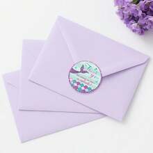 10/20/50pcs Stiker Terima Kasih Putri Duyung - Stiker Ulang Tahun Putri Duyung Bulat 2 Inci, Terima Kasih Telah Membuat Pesta Saya Meriah, Stiker untuk Segel Amplop Ulang Tahun, Suvenir Pesta Baby Shower - MultiWarna - View 3