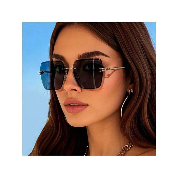 Ladies' Retro Style Rectangular Polymer Frame Decorated PC (Polymer) Lens Metal Hinge Ordinary Decorative Glasses With Gold Frame Design
