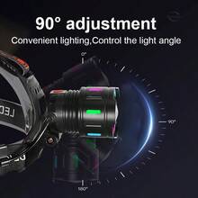 1pc Rechargeable LED Headlamp, Super Bright High Lumens, 4 Lighting Modes, Adjustable Zoom, 3000m Long Beam Distance Headlight Flashlight, Suitable For Camping, Fishing, Hiking, Cycling, Hunting, Emergency, Work And More Outdoor Activities - Black - View 11