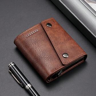CarrKen New Unisex Manual Pop-Up Credit Card Holder Wallet With Multiple Card Slots Dual Buckle Vertical Small Wallet Fashionable Multifunctional Purse For Men Wallet Mini Wallet Purse Wallet Card Wallet Wallet