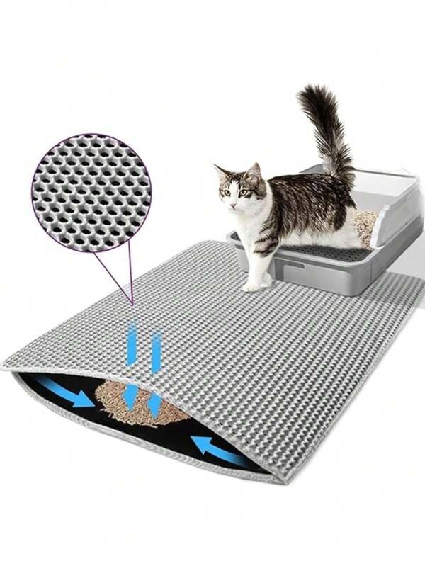 Cat Litter Mat, Large Double Layer Honeycomb Litter Trap Mat, Non-Slip And Waterproof, Floor Litter Box Anti-Pee Mat, Cat Litter Mat, Cat Supplies, Gray (Multiple Sizes Available)