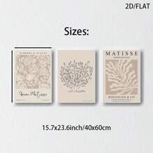 3er-Set Wandkunst im Matisse-Stil - Ungerahmte Vintage- & Minimalistische Drucke, geeignet für Wohnzimmer, Schlafzimmer, Homeoffice - Blätter-Muster Landschaftsplakate