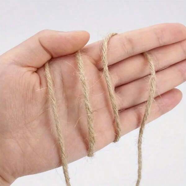 Corde de jute jaune de 4 mm, corde de jute marron résistante et lourde de 15 m/50 m/100 m. Cordes pour l'artisanat, le jardinage, la fixation, le camping, la décoration et les bricolages