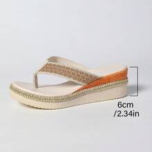 Women's Contrast Color Webbing Toe Strap Thick Sole Summer Beach Vacation Casual Wear Comfortable Versatile Half-Sling Sandals - Beige - View 11