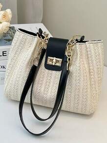 2025 Summer New Handwoven Straw Tote Bag, Fashion Beach Bag For Women