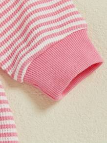 Baby Girls Thanksgiving Romper Casual Letter Embroidery Striped Long Sleeve Jumpsuits For Newborn Infant Fashion Clothes