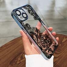 Phone Case - High-Quality Silicone Clear Soft Case Cover With Lace Pattern For Iphone 15 Pro Max, Iphone 14 Pro Max, Iphone 16 Pro Max, Iphone 16 Plus - Compatible With Iphone 13 Pro Max, 14 Pro, 15 Plus, 16 Pro,11, 12, XS/X ,XSMAX Electroplated Silicone Phone Case, High-End Fashion - 黑色 - 查看 7