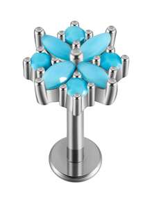1 PIEZA Pendientes de turquesa Gema de turquesa Pendiente de trágus con forma de girasol de 16G para lóbulo de la oreja, trágus y cartílago