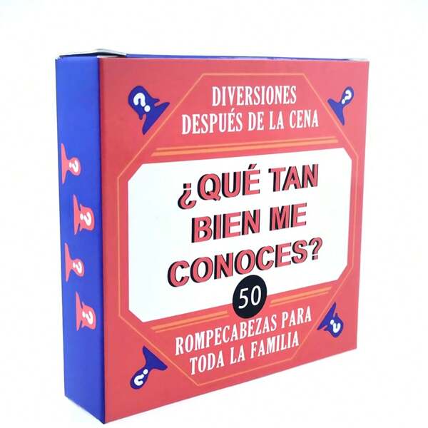 Spanish "After Dinner Amusements: How Well Do You Know Me?" Family And Friends Question Game - Enhances Emotions, Promotes Harmony, And Enlivens Atmosphere, Size 3.27inch*3.27inch* 0.79inch Halloween Christmas Holiday Game Card Game Gift Board Game Easter Gifts Toys Games Birthday Outdoor Games Games For Adults Party Games Easter Toys Party Favors Easter Basket Party Supplies