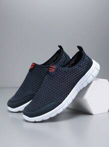 Mesh Slip-On Casual Soft Bottom Breathable Athletic Sneakers, Summer Slouchy Shoes