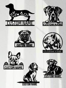 1 pieza Decoración de pared de arte de metal personalizable con salchicha dóberman con texto personalizado, silueta de perro con flores, cartel de metal para amantes de las mascotas, regalo personalizado para propietarios de perros, decoración colgante interior y exterior para amantes de los perros, regalos de Navidad, ornamentos, decoración del hogar, decoración de pared, decoración de habitación, decoración de la sala de estar, decoración de dormitorio, decoración de baño, decoración de cocina, decoración de la casa, regalos personalizados, regalos personalizados, decoración de jardín al aire libre