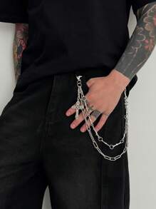 Accesorio de cadena de cintura con perlas falsas de estilo punk, cadena de cintura de múltiples capas con colgante de borla, joyería de cintura para hombre, regalo para fiesta de hip hop