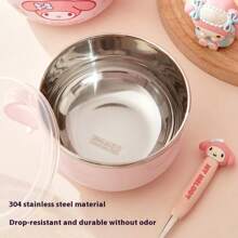Sanrio 1 Stück Sanrio Hello Kitty und My Melody Edelstahlschüssel mit Deckel - luftdicht und auslaufsicher Lebensmittelbehälter, rostfrei und geruchsfrei Rührschüssel, einfach zu reinigen runde Salatschüssel für Mittagessen, Picknick, Arbeit, Schule - tragbares Geschenk für Familie und Freunde, Picknick Grundausstattung | Charakterthemen Schüssel | auslaufsicheres Design
