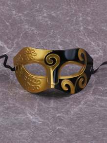 1pc Halloween Mask, Prince Baron Masquerade Mask, Antique Greek Roman Warrior Embossed Flat Mask, Exquisitely Carved, Easy To Wear
