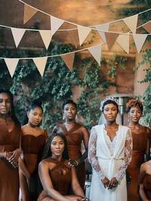 16.4 英尺/500 厘米粗麻布横幅粗麻布三角旗亚麻彩旗花环彩旗生日婚礼派对订婚露营乡村波西米亚风 - 家居装饰 - 婚礼装饰