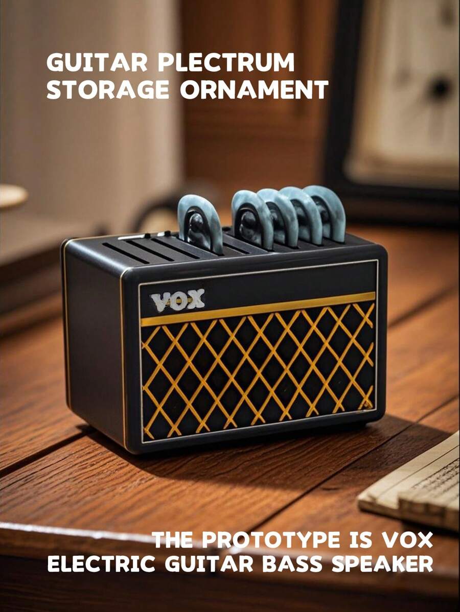 Un mini altavoz de guitarra eléctrica impreso en 3D, 3d creativo, puede almacenar púas de Guitarra, adornos musicales, juguetes de descompresión, regalos creativos, decoraciones de fiesta, para la temporada de regreso a clases, Halloween, Navidad