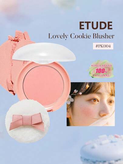ETUDE Lovely Cookie Blush #PK004 Şeftali Makaronu, Yanaklara Sevimli ve Çekici Bir Renk Veren Yumuşak Pudra Allık, Parlak ve Doğal, Uzun Süre Kalıcı, Kolay Uygulanır, Kore Makyaj Ürünü, 4g/0.14oz
