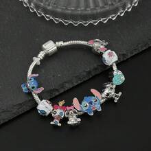 bandai Disney Anime Lilo And Stitch Bracelet Cute Cartoon Stitch Beads Hand Chain For Women Girls DIY Bangle Jewelry Accessories
