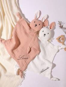 1pc Customized Embroidered Name Rabbit Lovey Blanket, Soft & Cute, Great Baby Gift For Boys & Girls