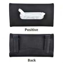 High Quality PU Leather Car Tissue Box - Stylish Sun Visor Design, Making Your Car More Tidy And Beautiful - Black - View 2