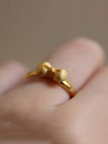 1pc Luxurious High-End S925 Sterling Silver Plated Gold Bowknot Ring, Suitable For Women's Daily Wear