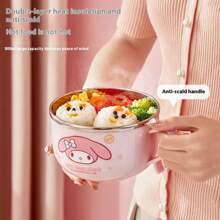 Sanrio 1 Stück Sanrio Hello Kitty und My Melody Edelstahlschüssel mit Deckel - luftdicht und auslaufsicher Lebensmittelbehälter, rostfrei und geruchsfrei Rührschüssel, einfach zu reinigen runde Salatschüssel für Mittagessen, Picknick, Arbeit, Schule - tragbares Geschenk für Familie und Freunde, Picknick Grundausstattung | Charakterthemen Schüssel | auslaufsicheres Design