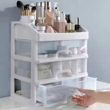 4-stöckige Kosmetik Make-up Datei Aufbewahrungsbox Organizer Schmuckkasten Make-up Koffer mit Schublade, einfach und transparent sortiertes Regal, Büro Schreibtisch Stationery Aufbewahrung, für Schulmaterial, Schulanfang
