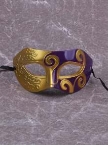 1pc Halloween Mask, Prince Baron Masquerade Mask, Antique Greek Roman Warrior Embossed Flat Mask, Exquisitely Carved, Easy To Wear