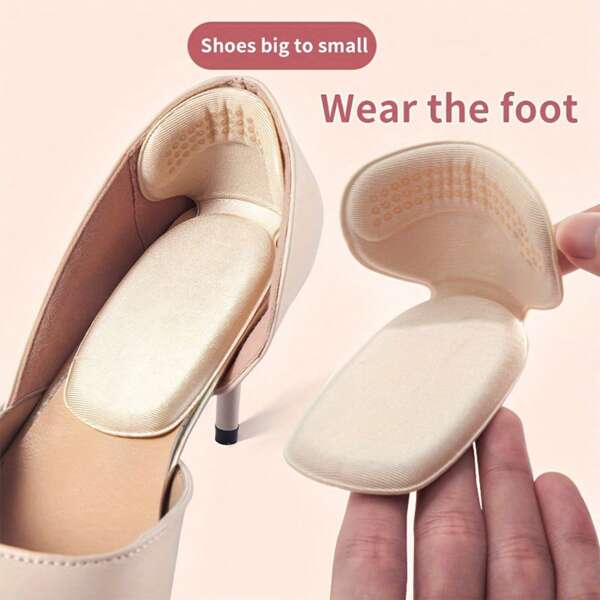 2pcs Double Thickened Half Size Two In One T-Shaped Foam Heel Sticker - Heel Pad And Heel Cup For High Heels - Antiskid, Wear-Resistant, Shock Absorption, Comfortable And Durable