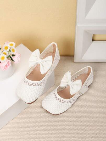 أحذية كاجوال مسطحة مزينة بفيونكة، للبنات الراقية، للربيع/الصيف