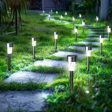 8 - Piece Solar LED Lights,Outdoor Stainless - Steel Solar LED Stick Lights , Solar Landscap Decorative Lights,Suitable Forcourtyards, Lawns, Paths, Decks, Driveways And Gardens, Festival Parties,20mAh,Garden - Path Decoration, Parties, Barbecues - 8件-白色 - 查看 10