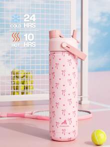 26 oz Insulated Water Bottle with 2-in-1 Straw and Spout Lid, Keep Cold 24H, Leak-Proof, Fits in Car Cup Holder, Stainless Steel Water Bottle for Sports, Travel, and School (Sweetheart Bow) - 26oz粉紅蝴蝶結 - 查看 3