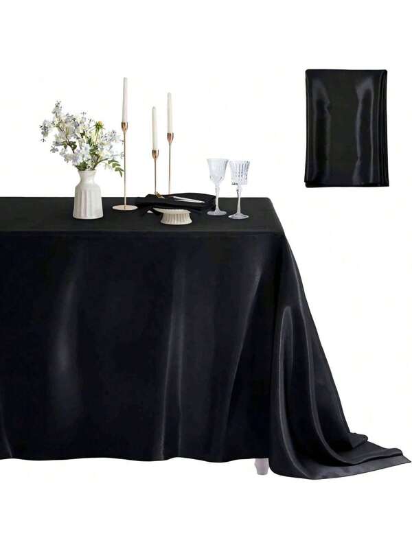 1 pièce Nappe rectangulaire, nappe de table à manger moderne et minimaliste en satin résistant aux plis, chemin de table, nappe de banquet de luxe pour hôtel, tissu satin lisse de forme oblongue, nappe de table, chemin de table en satin, nappe de table de conférence, nappe de table de fête et de dessert, convient pour la maison, l'hôtel, les banquets, les fêtes et la décoration de vacances